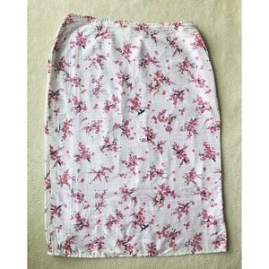 Free People Size 9 Midi Pencil Skirt 100% Silk Cherry Blossom 30” Waist Side Zip